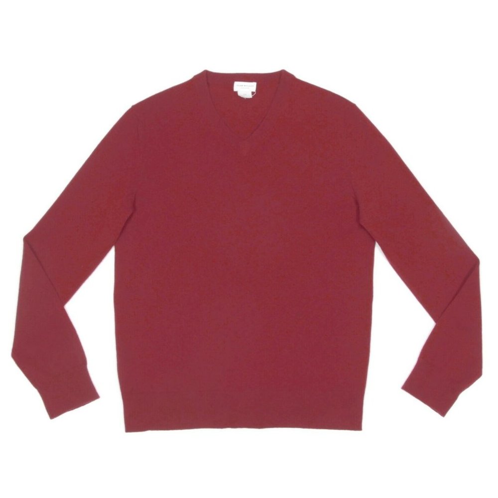 Club Monaco 100% Cashmere Maroon Red V-Neck Men's Sweater size Small - 232